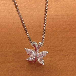 Dainty Silver Butterfly CZ 18" Necklace